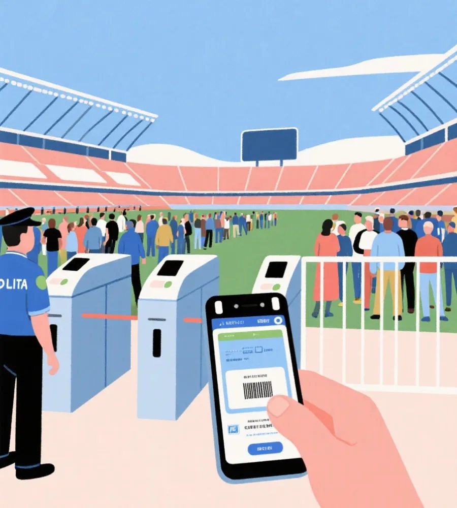 比赛日入场与安检流程示意